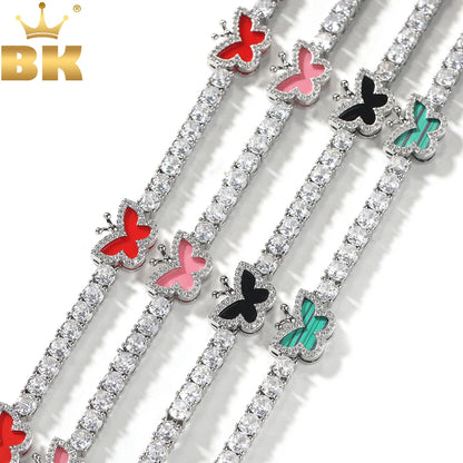 THE BLING KING 4mm Black Clover Heart Tennis Chain Necklace Iced Out Cubic Zirconia Bracelet Gift For Women Men Hiphop Jewelry