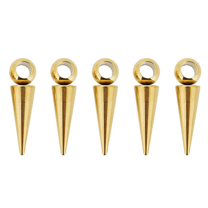 10pcs Stainless Steel Cone Charms Pendants Retro Spike Beads Charms Pendants for Women Man Hoop Earring Jewelry Making Supplies