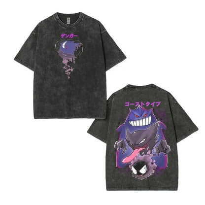 Pokemon Charizard T Shirt Men 2026 Summer Vintage Acid Wash Oversized Tee Japanese Anime Streetwear Hip Hop Harajuku Y2k