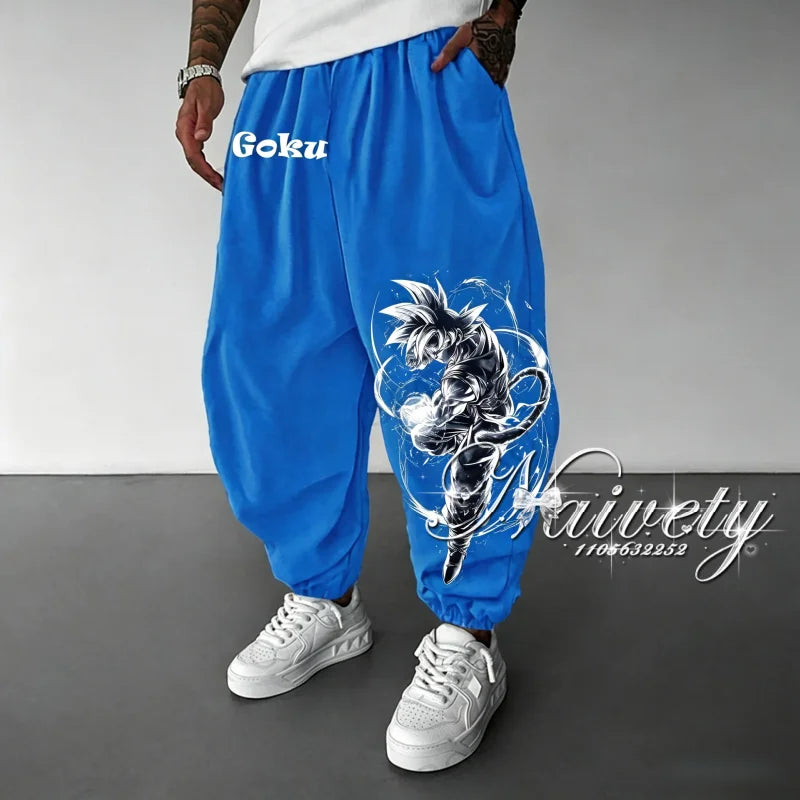 2026 Dragon Ball Goku Super Saiyan Symbol Print Summer Quick Dry Joggers American Plus Size Hip Hop Loose Pants for Adults Kids