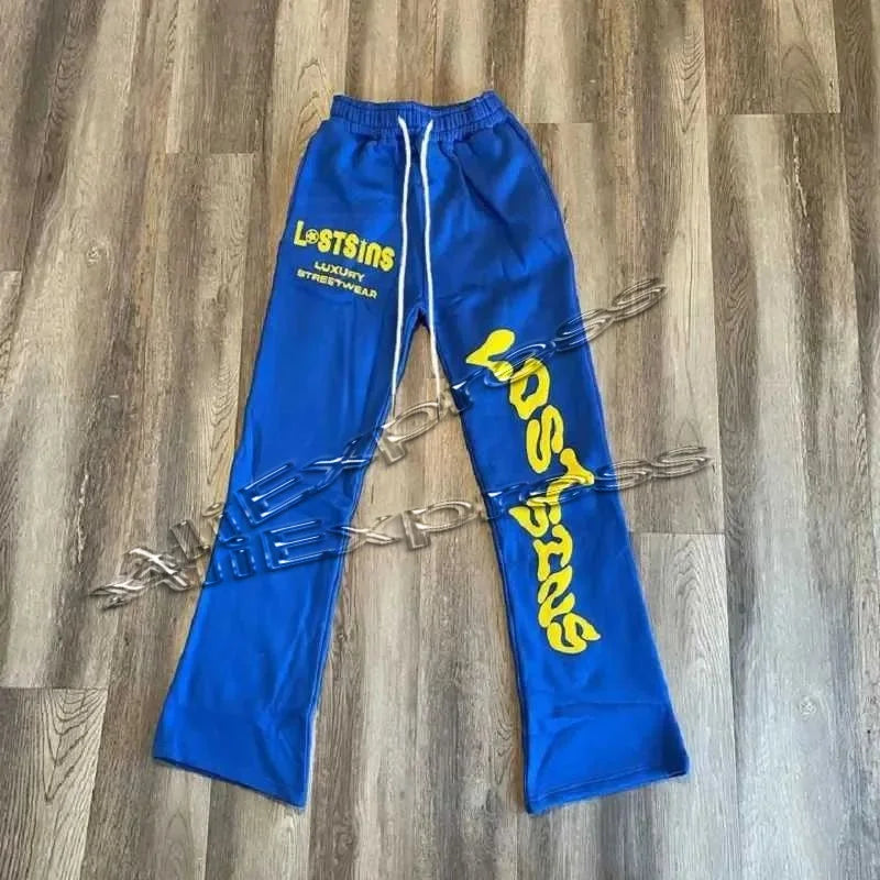 Y2k Flared Pants Hip Hop Men Loose 3D Print Trousers Casual Sweatpants Mid Waist Sporty Female Streetwear Vintage Flared Pants