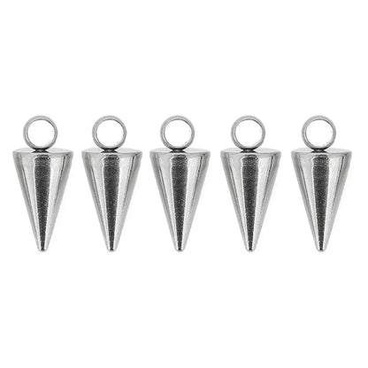 10pcs Stainless Steel Cone Charms Pendants Retro Spike Beads Charms Pendants for Women Man Hoop Earring Jewelry Making Supplies