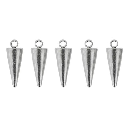 10pcs Stainless Steel Cone Charms Pendants Retro Spike Beads Charms Pendants for Women Man Hoop Earring Jewelry Making Supplies