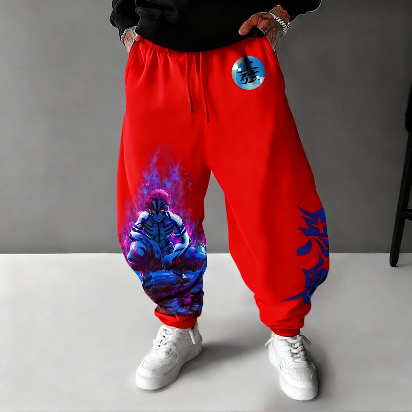 Demon Slayer Collaboration Sweetpants Men's Autumn/winter New Akaza Anime Printed American Hip-hop Y2K Casual Loose Sports Pants