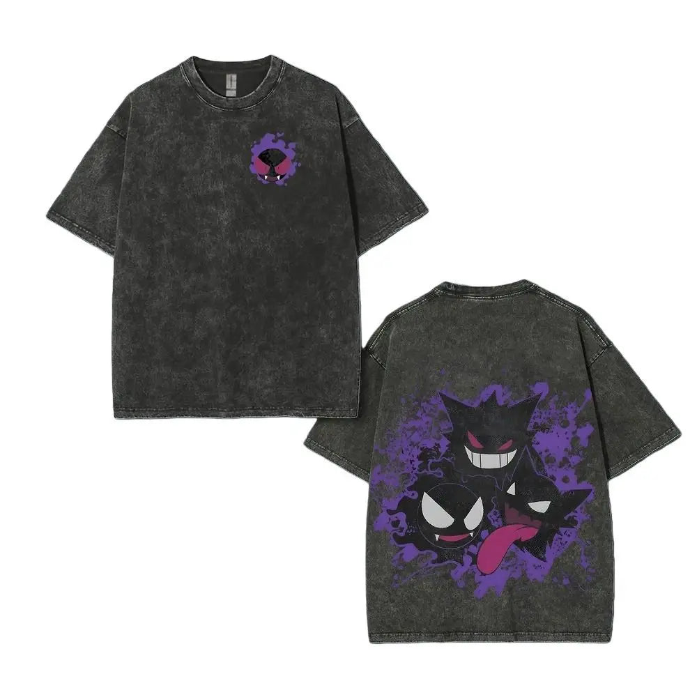 Pokemon Charizard T Shirt Men 2026 Summer Vintage Acid Wash Oversized Tee Japanese Anime Streetwear Hip Hop Harajuku Y2k