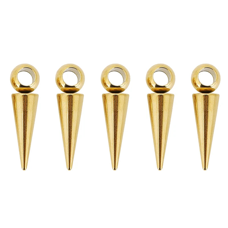10pcs Stainless Steel Cone Charms Pendants Retro Spike Beads Charms Pendants for Women Man Hoop Earring Jewelry Making Supplies