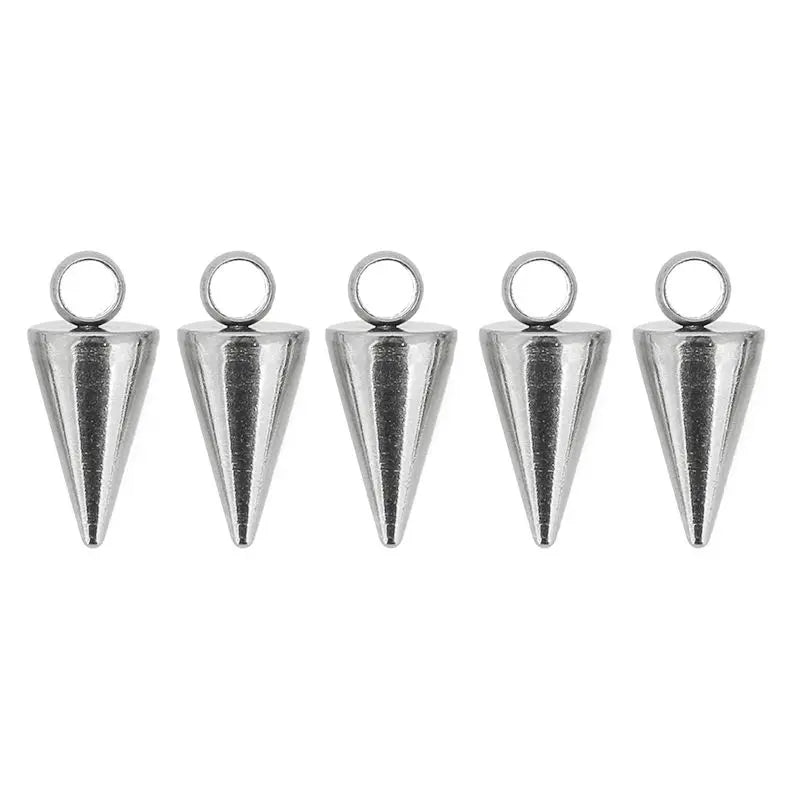 10pcs Stainless Steel Cone Charms Pendants Retro Spike Beads Charms Pendants for Women Man Hoop Earring Jewelry Making Supplies