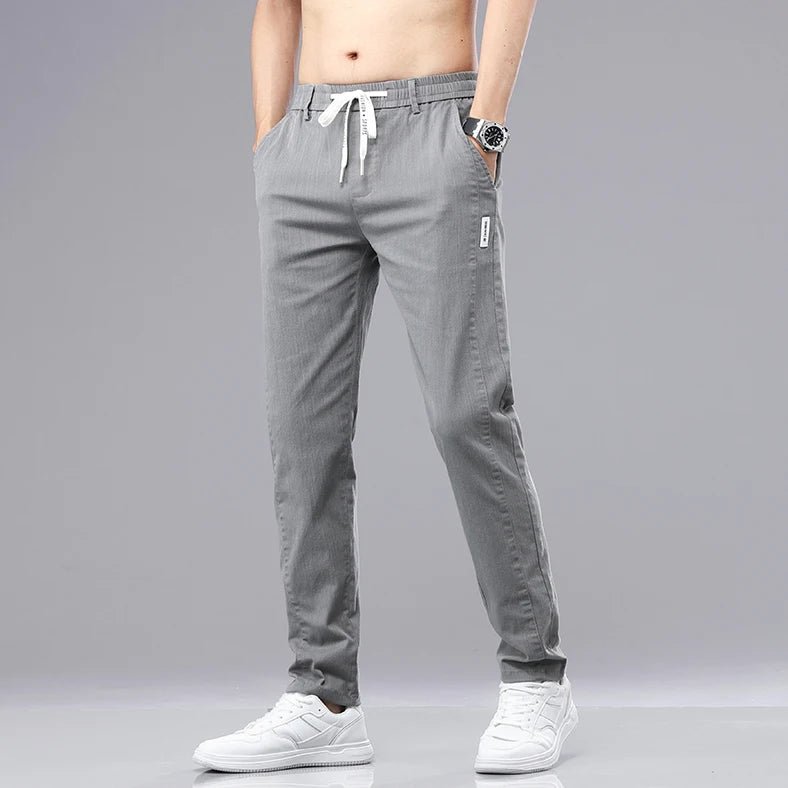 6 Colour Summer Men's Classic Cotton Solid Color Fashion Business Casual Pants Elastic Waist Korean Fashion Men Clothing 28-38 - El Bean0s