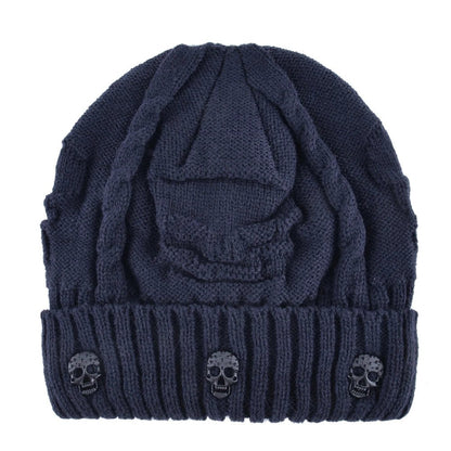 Mens Skullies Winter Hat Beanies Knitted Wool Hip Hop Stocking Hat Plus Velvet Rasta Cap Skull Bonnet Hats For Men - El Bean0s