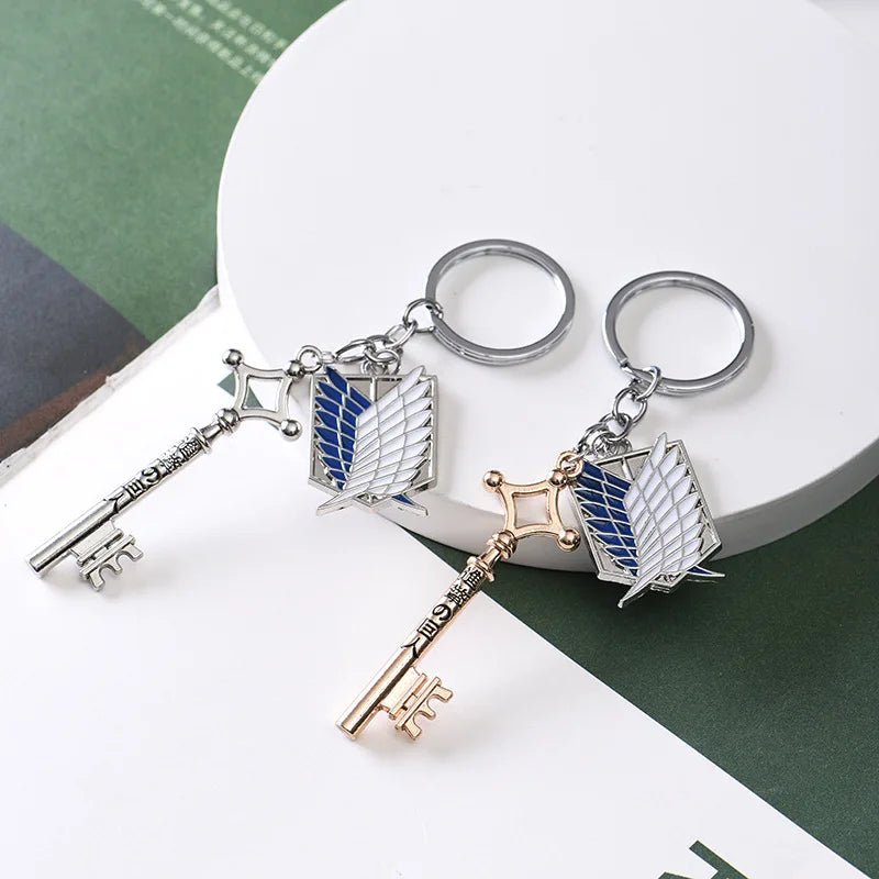 Anime Attack On Titan Keychain Shingeki no Kyojin Scouting Legion Emblem Pendant Key Chain for Women Men Cosplay Jewelry Gift - El Bean0s