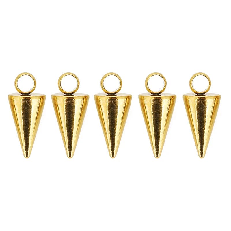 10pcs Stainless Steel Cone Charms Pendants Retro Spike Beads Charms Pendants for Women Man Hoop Earring Jewelry Making Supplies - El Bean0s
