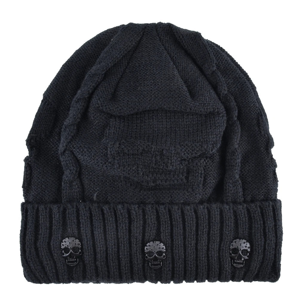 Mens Skullies Winter Hat Beanies Knitted Wool Hip Hop Stocking Hat Plus Velvet Rasta Cap Skull Bonnet Hats For Men - El Bean0s