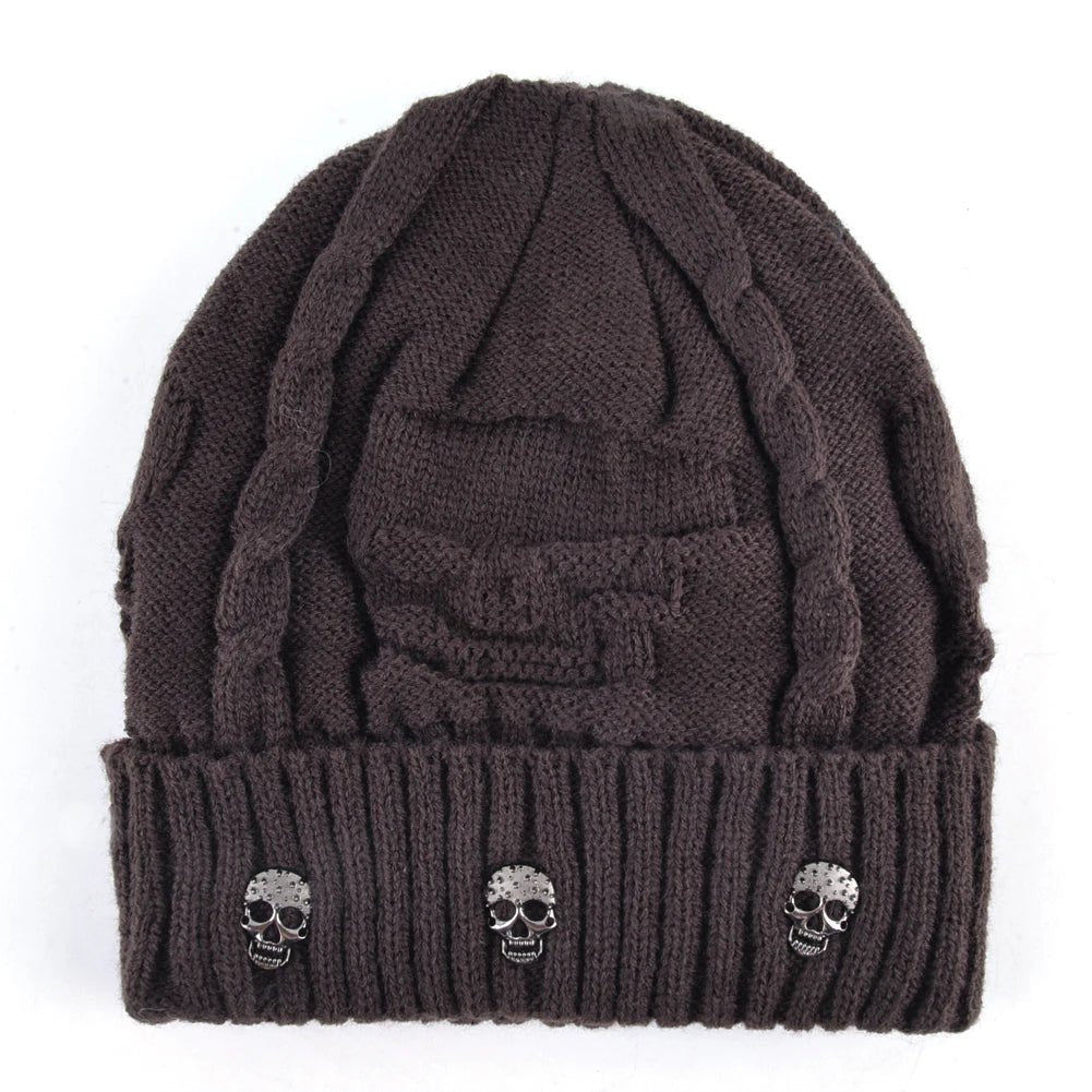 Mens Skullies Winter Hat Beanies Knitted Wool Hip Hop Stocking Hat Plus Velvet Rasta Cap Skull Bonnet Hats For Men - El Bean0s