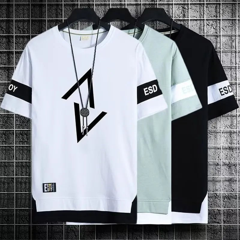 T Shirt Brand Men Clothing T-Shirts Fashion Short Sleeve Tshirt Streetwear Summer Round Neck Tees Man Sport Sportwear vintage - El Bean0s