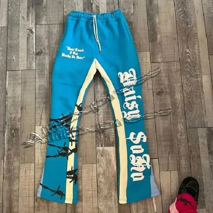 Vintage Y2K 3D Print Flared Pants - Modern Hip Hop Streetwear - El Bean0s