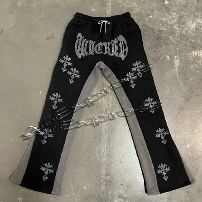 Vintage Y2K 3D Print Flared Pants - Modern Hip Hop Streetwear - El Bean0s
