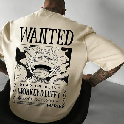 ONE PIECE Anime Luffy GEAR 5 Printed Cotton T-shirt Men's and Women's Summer New Street Hip Hop Loose Casual Parent Child Top - El Bean0s
