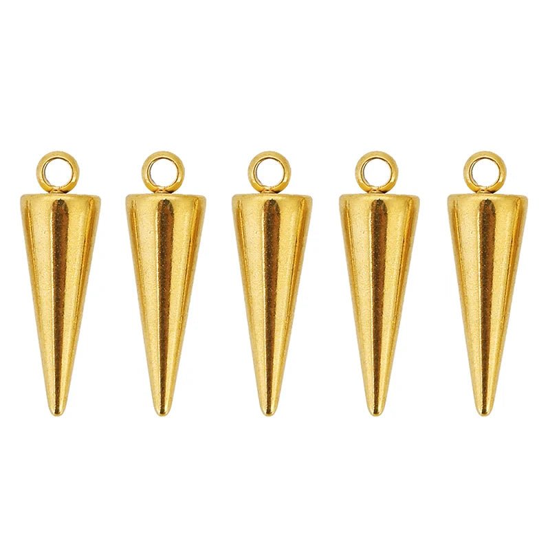 10pcs Stainless Steel Cone Charms Pendants Retro Spike Beads Charms Pendants for Women Man Hoop Earring Jewelry Making Supplies - El Bean0s