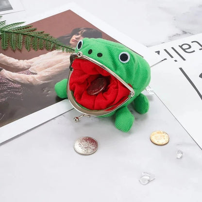 Novelty Adorable Anime Frog Wallet Coin Purse Key Chain Cute Plush Frog Cartoon Cosplay Purse for Women Bag Accessories - El Bean0s