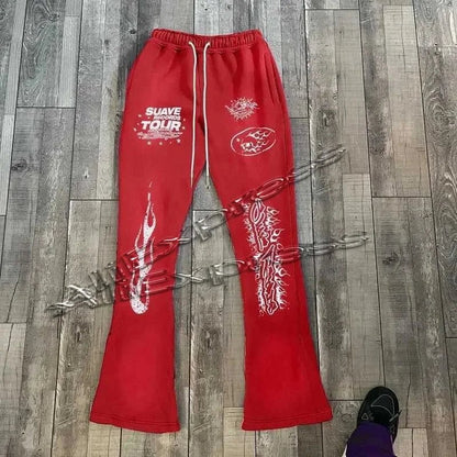 Vintage Y2K 3D Print Flared Pants - Modern Hip Hop Streetwear - El Bean0s