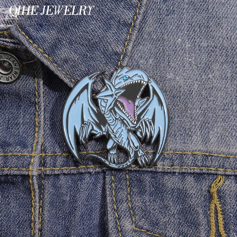 Anime Yu-Gi-Oh Blue-Eyes White Dragon Brooch Enamel Pin Anime Game Peripheral Badges Lapel Backpacks Jewelry Accessories Gift - El Bean0s