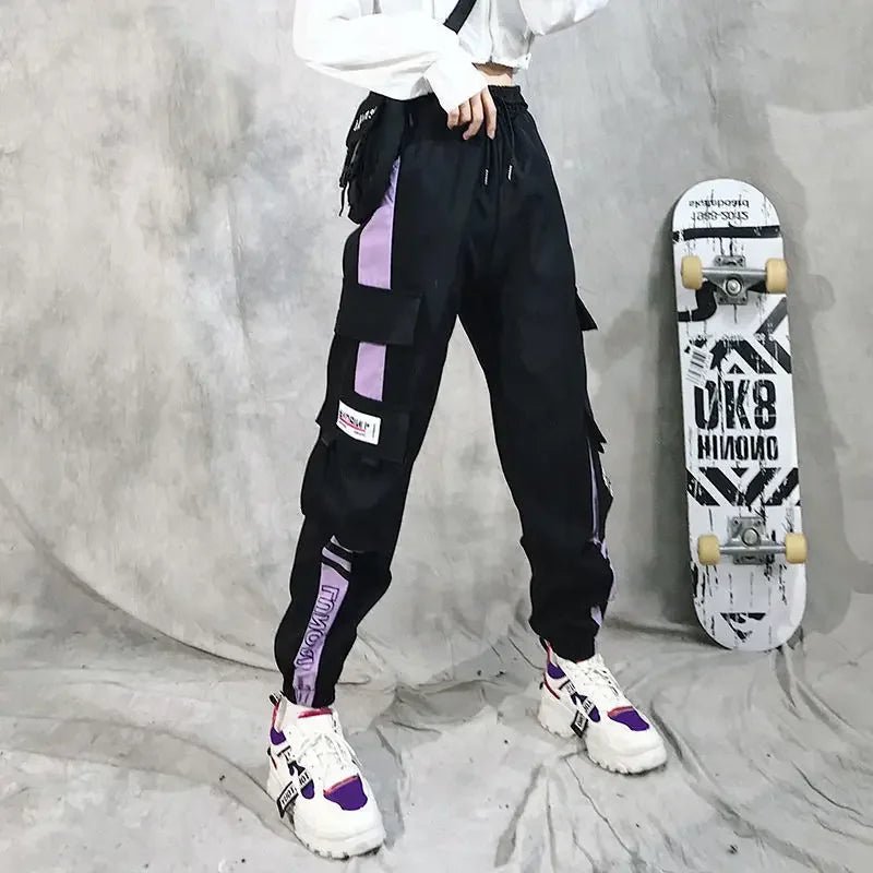 Fashionable Cargo Pants Women Color Matching Ankle Banded Skateboarding Pants Black Joggers Women Sweatpants Plus Size S-4XL 5XL - El Bean0s