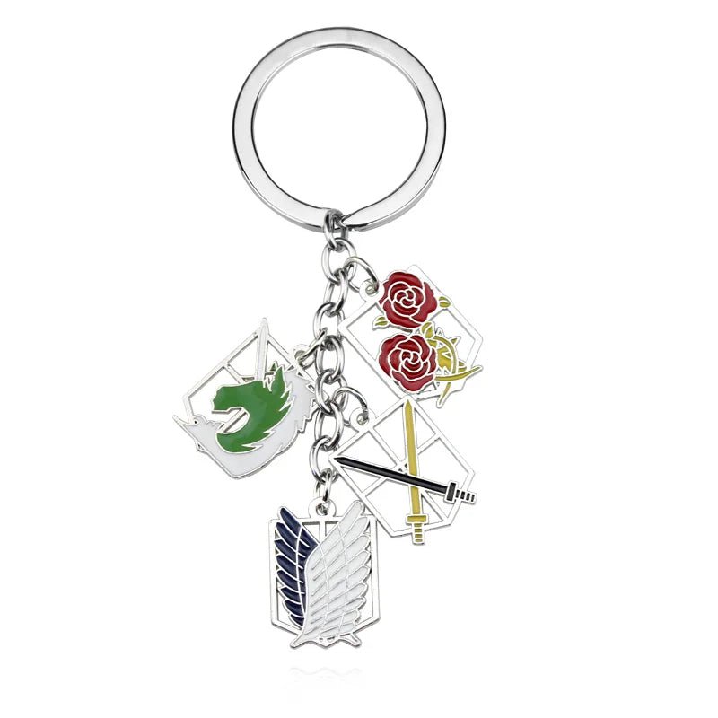 Anime Attack On Titan Keychain Shingeki no Kyojin Scouting Legion Emblem Pendant Key Chain for Women Men Cosplay Jewelry Gift - El Bean0s