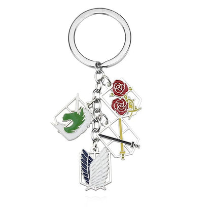 Anime Attack On Titan Keychain Shingeki no Kyojin Scouting Legion Emblem Pendant Key Chain for Women Men Cosplay Jewelry Gift - El Bean0s