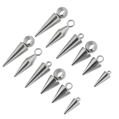 10pcs Stainless Steel Cone Charms Pendants Retro Spike Beads Charms Pendants for Women Man Hoop Earring Jewelry Making Supplies - El Bean0s