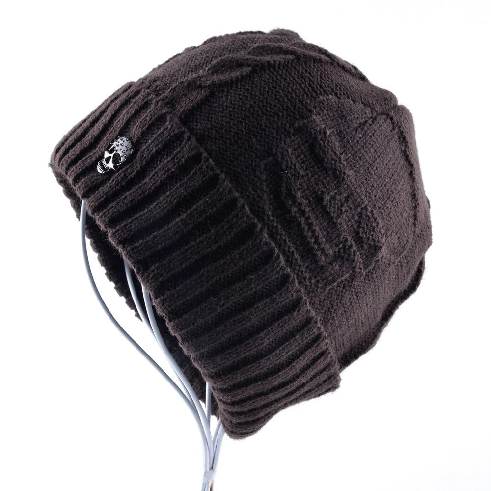 Mens Skullies Winter Hat Beanies Knitted Wool Hip Hop Stocking Hat Plus Velvet Rasta Cap Skull Bonnet Hats For Men - El Bean0s