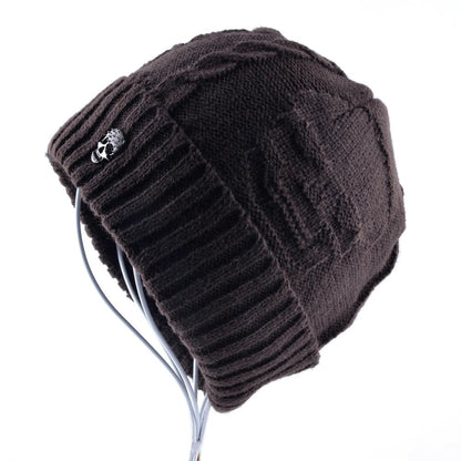 Mens Skullies Winter Hat Beanies Knitted Wool Hip Hop Stocking Hat Plus Velvet Rasta Cap Skull Bonnet Hats For Men - El Bean0s