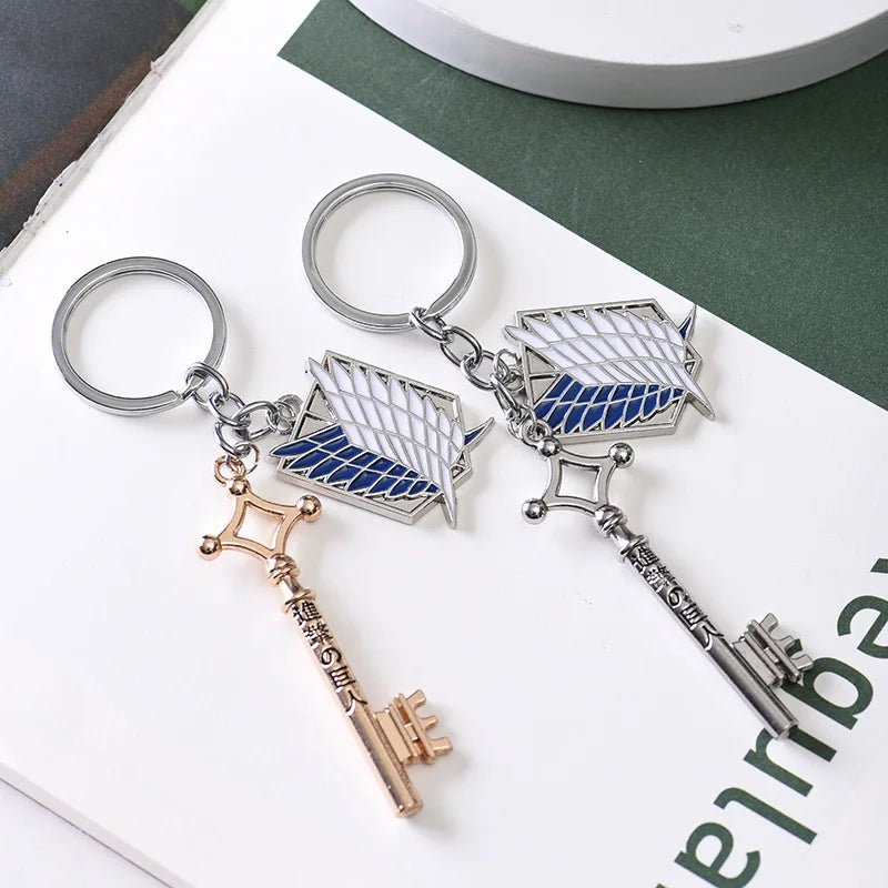 Anime Attack On Titan Keychain Shingeki no Kyojin Scouting Legion Emblem Pendant Key Chain for Women Men Cosplay Jewelry Gift - El Bean0s