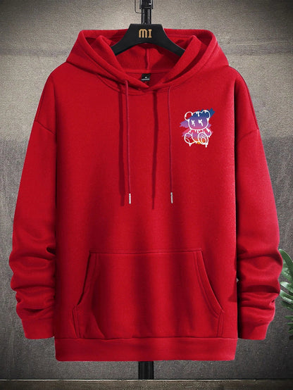 New York Art Word Cartoon Bear Sunset Scenery Design Male Clothing Hip Hop Street Hoodies All-Match Pocket Pullovers Men Hoody - El Bean0s