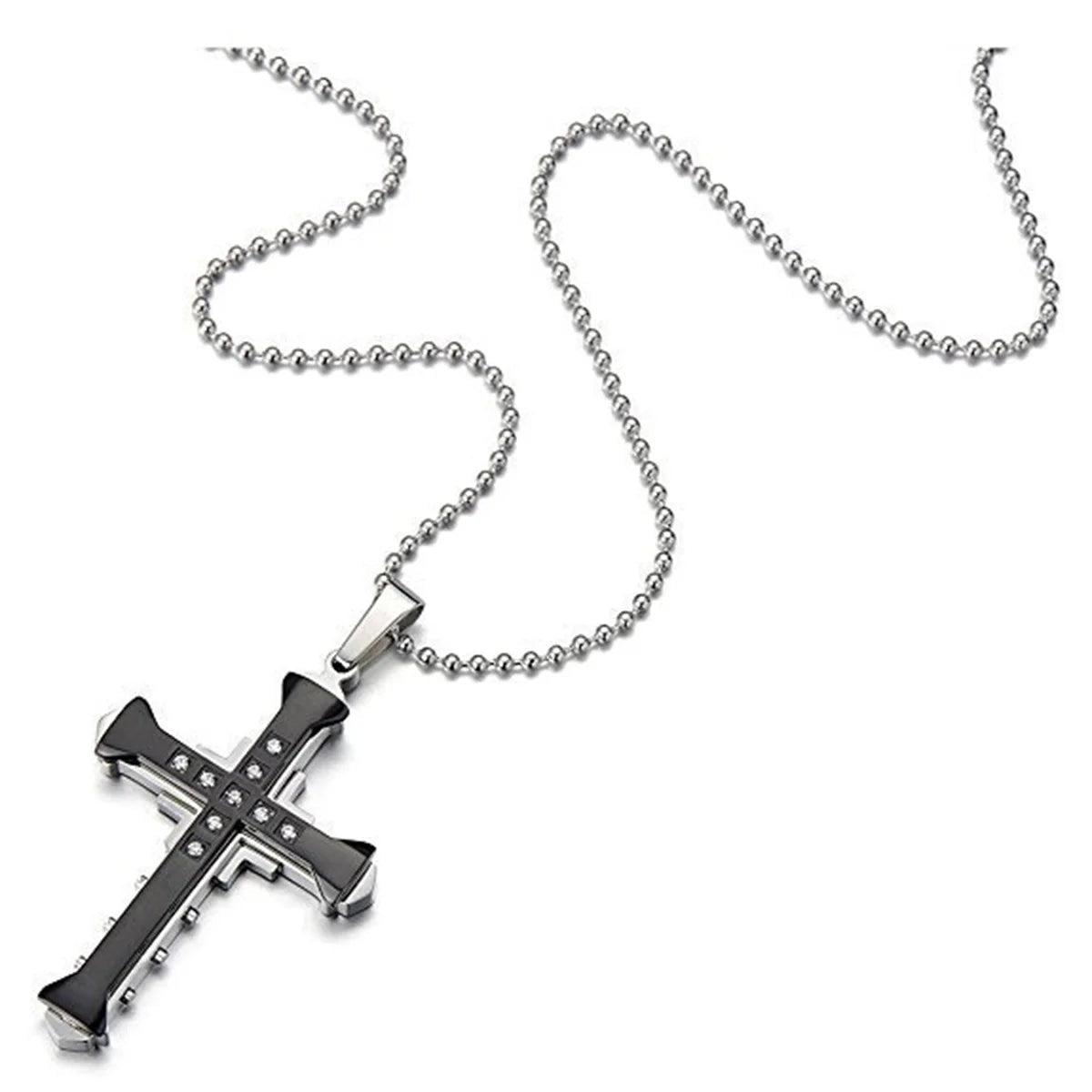 KISMIS 1pcs Stainless Steel Cross Necklace Pendant Jewelry Catholic and Christian Jesus Amulet 4 Colors Optional - El Bean0s