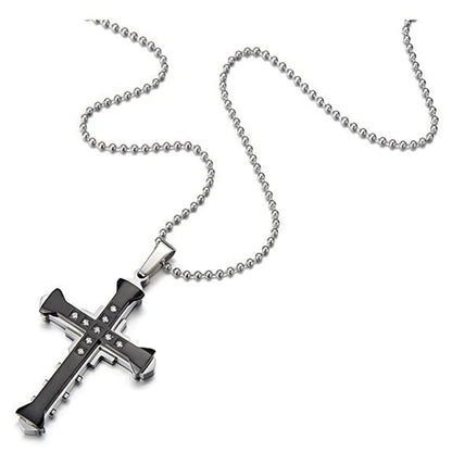 KISMIS 1pcs Stainless Steel Cross Necklace Pendant Jewelry Catholic and Christian Jesus Amulet 4 Colors Optional - El Bean0s