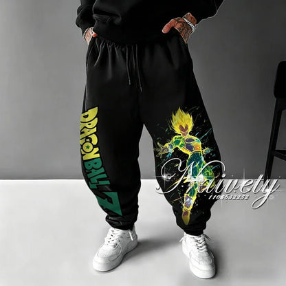 2026 Dragon Ball Goku Super Saiyan Symbol Print Summer Quick Dry Joggers American Plus Size Hip Hop Loose Pants for Adults Kids - El Bean0s