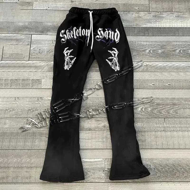 Vintage Y2K 3D Print Flared Pants - Modern Hip Hop Streetwear - El Bean0s