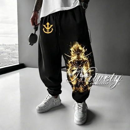 2026 Dragon Ball Goku Super Saiyan Symbol Print Summer Quick Dry Joggers American Plus Size Hip Hop Loose Pants for Adults Kids - El Bean0s
