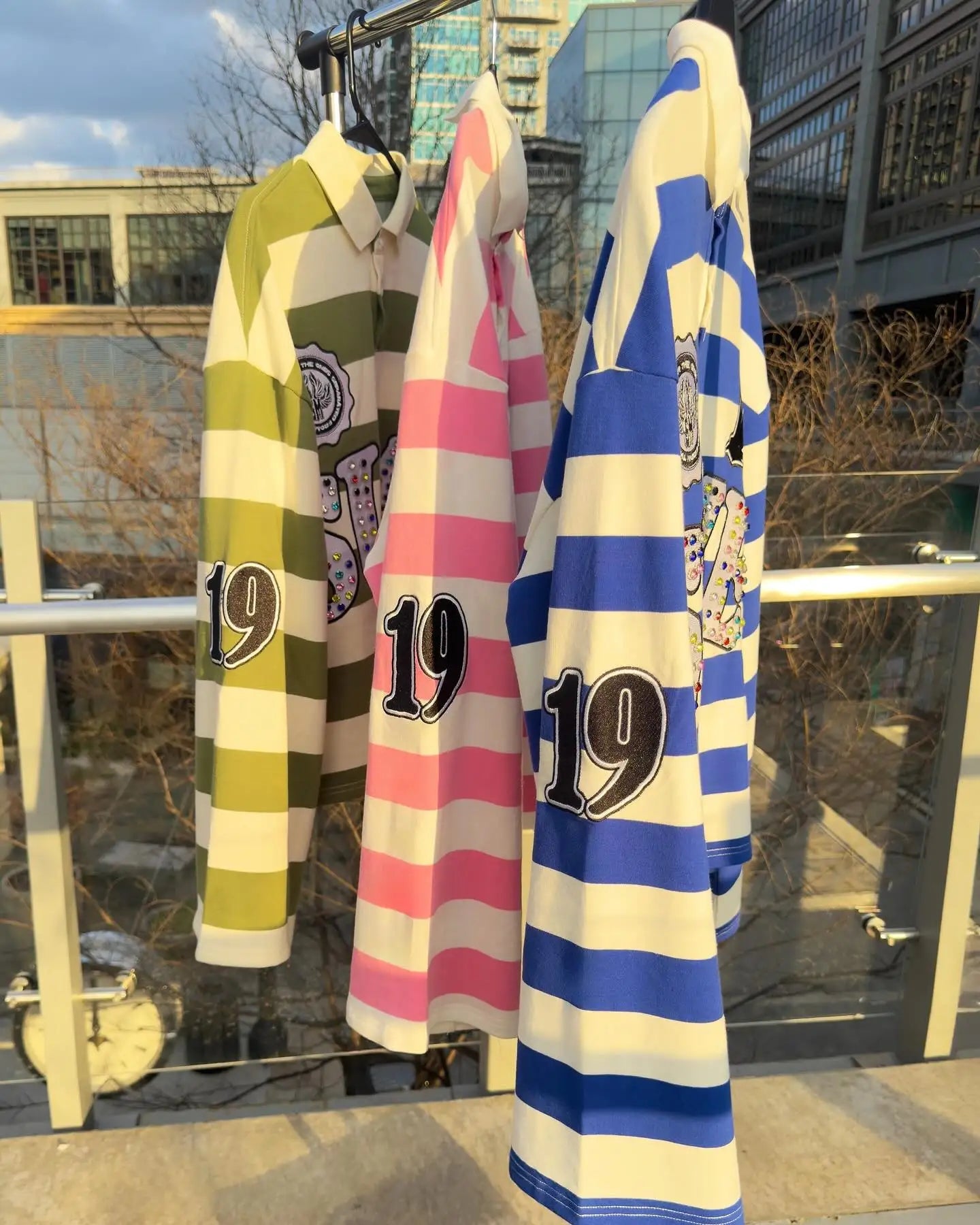 Sume Gothic Klein Stone Embroidery Loose Long Sleeved T Shirt Y2k Harajuku Hip Hop Men Women Stripe Polo Shirt Lapel Neck Shirt - El Bean0s
