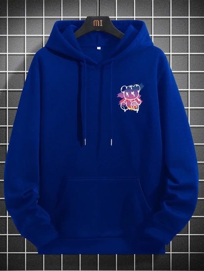 New York Art Word Cartoon Bear Sunset Scenery Design Male Clothing Hip Hop Street Hoodies All-Match Pocket Pullovers Men Hoody - El Bean0s