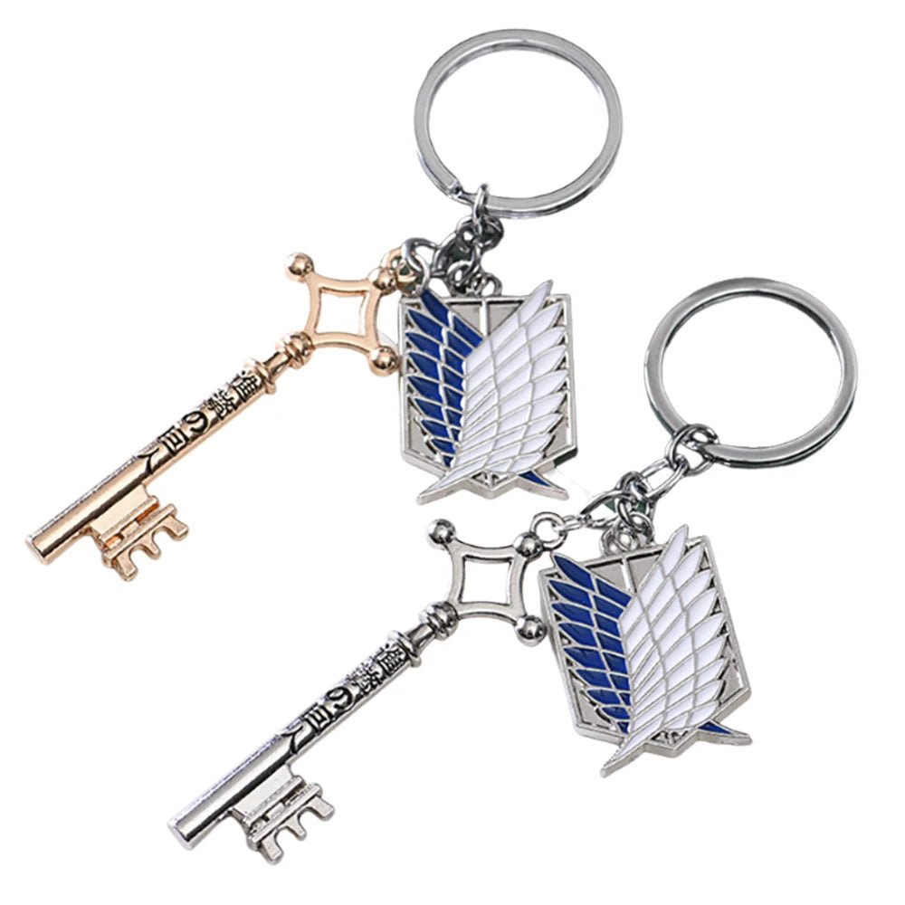 Anime Attack On Titan Keychain Shingeki no Kyojin Scouting Legion Emblem Pendant Key Chain for Women Men Cosplay Jewelry Gift - El Bean0s