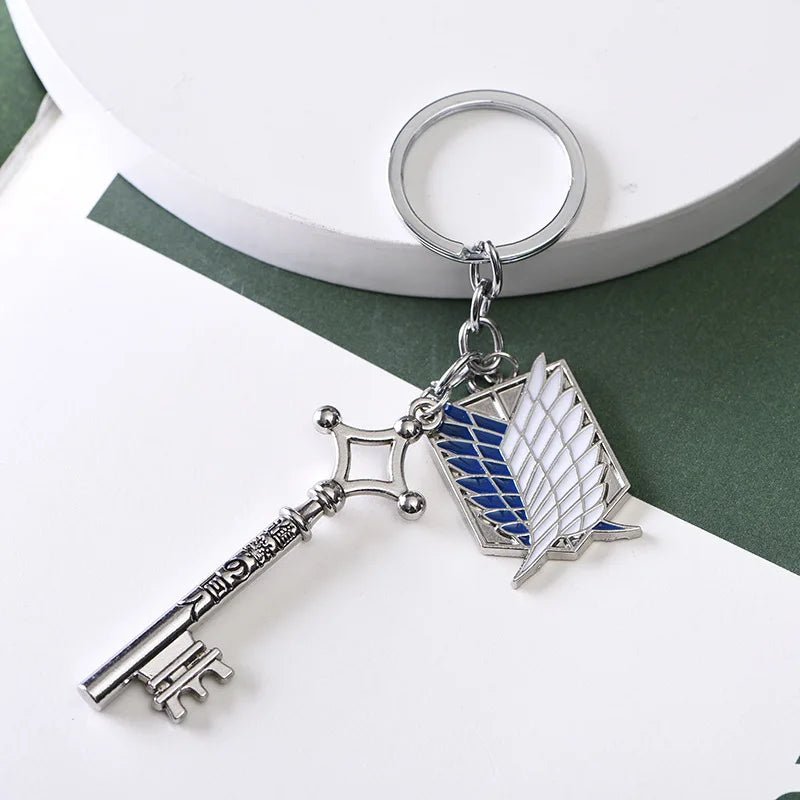 Anime Attack On Titan Keychain Shingeki no Kyojin Scouting Legion Emblem Pendant Key Chain for Women Men Cosplay Jewelry Gift - El Bean0s